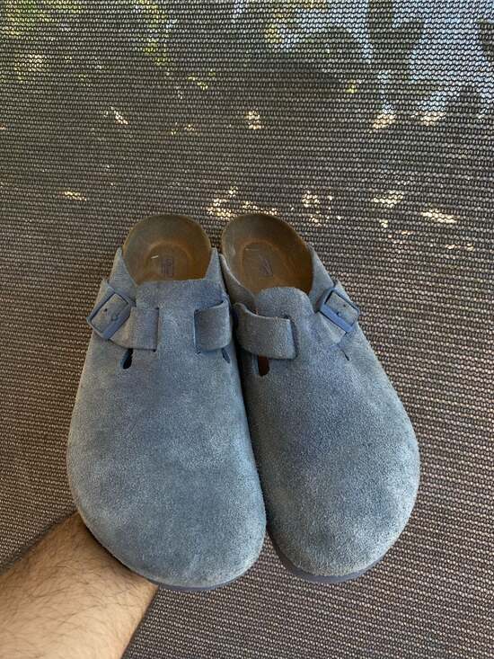 Birkenstock Shoes - Birkenstock Boston Soft Footbed Suede Clogs in Elemental Blue women’s size 10